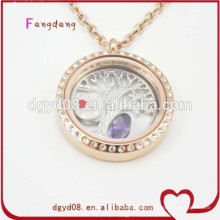 fashion stainless steel gold round shape locket necklace designs